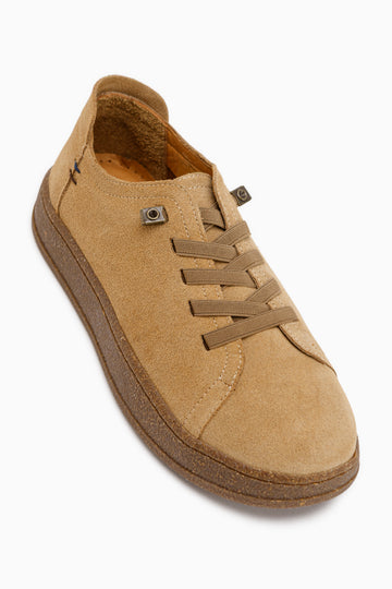 Judi Hakiki Deri Camel Süet Rahat Tabanlı Kadın Sneakers