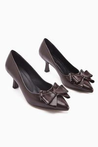 Denita Brown Bow Detail Women's High Heels