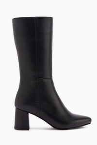 Elda Echtes Leder Schwarze Absatz Damen Stiefel