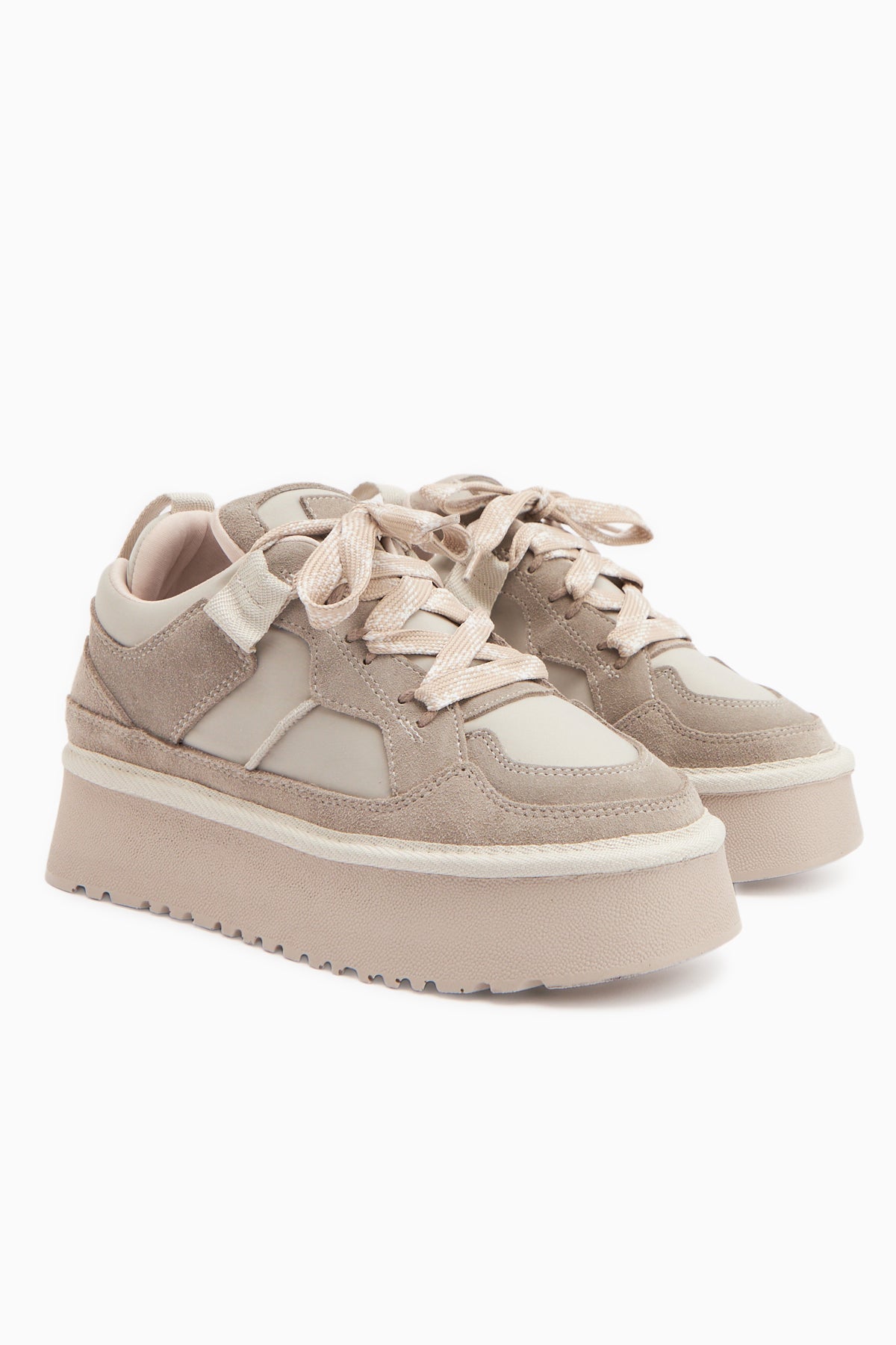Rita – Beige Velours Sneaker mit Plateau (Damen)