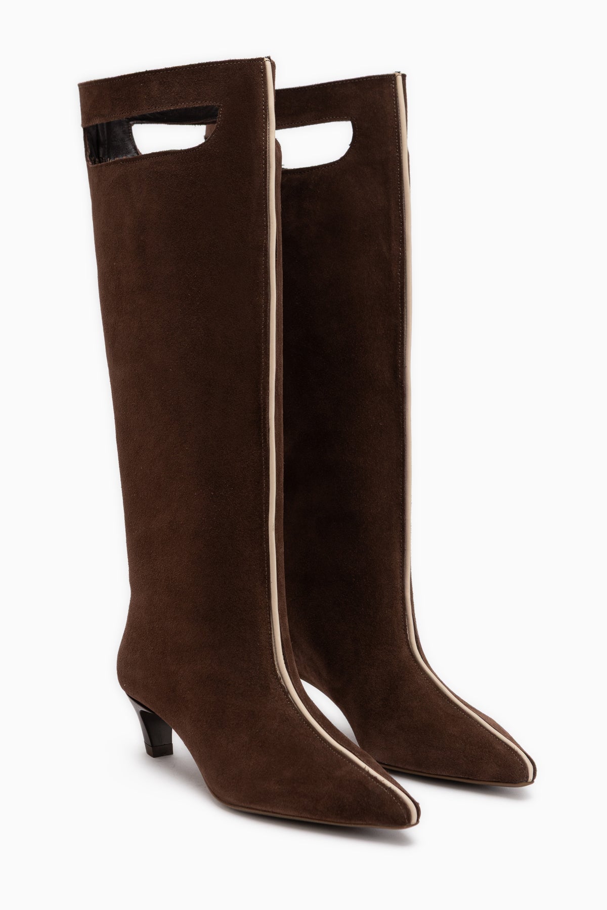 Gena Echtes Leder Braun Wildleder Kurz Absatz Damen Stiefel