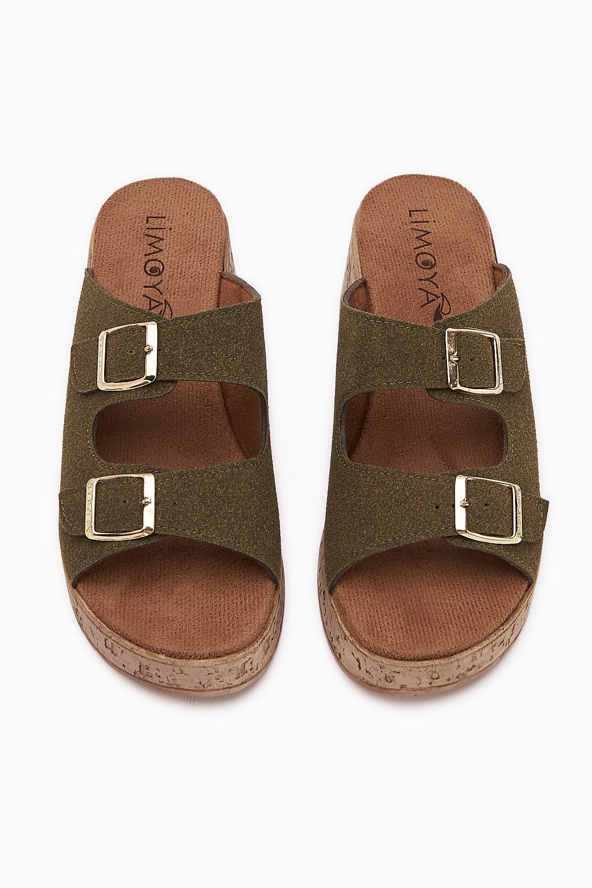 Samina Olive Double-Strap Chunky Heel Women's Slippers