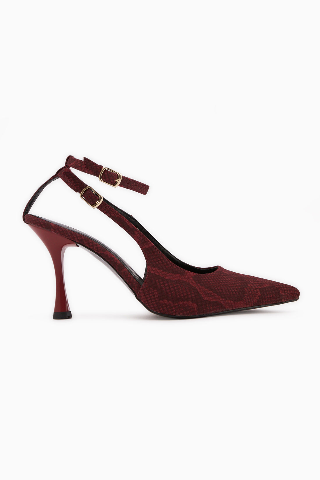 Jamie Burgunder Schlange Muster Mit Schnalle Damen Absatzschuhe