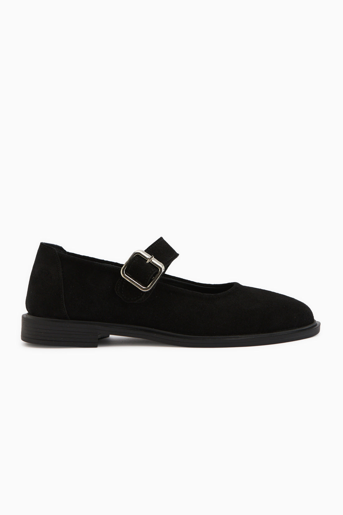 Senta Genuine Leather Black Suede Buckled Women’s Casual Shoes