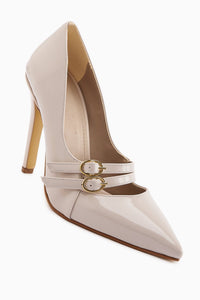 Dolly Beige Patent Stiletto Women's High Heel Shoe