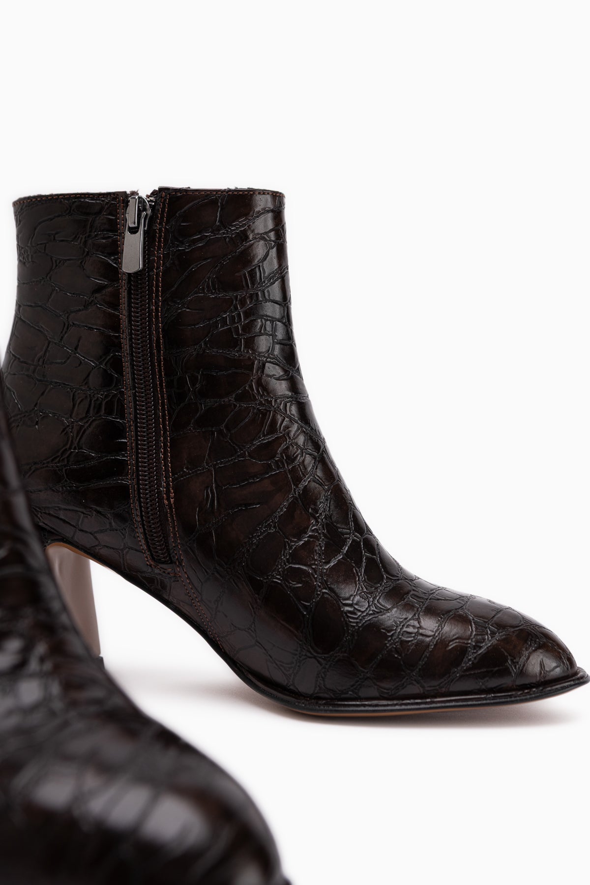 Marion Braun Krokodil Muster Damen Absatzstiefel