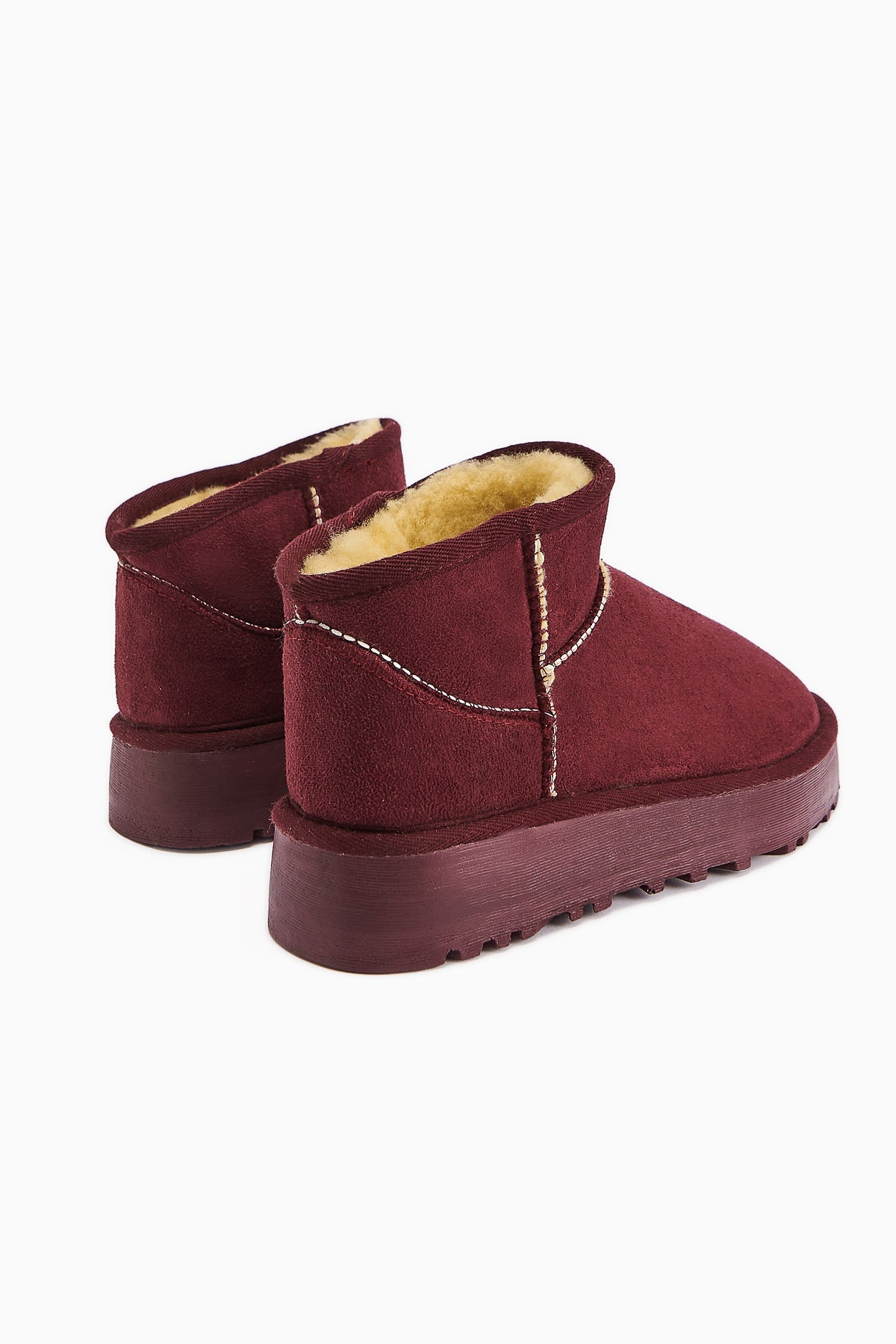 Lilly-Anne Burgundy Suede Fur-Lined Short Boot