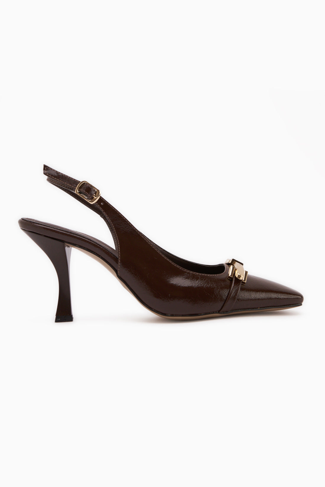 Hanaa Braun Schnalle Spitz Zehen Damen Absatzschuhe