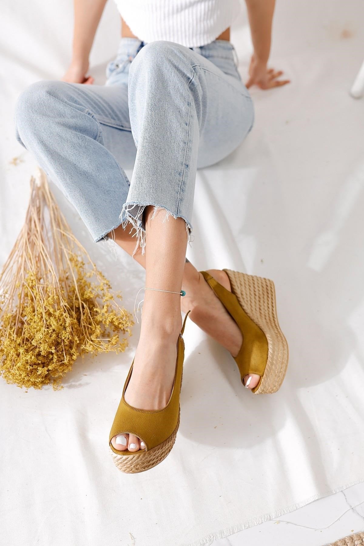 Marilyn Beige Suede Wedge Sandals