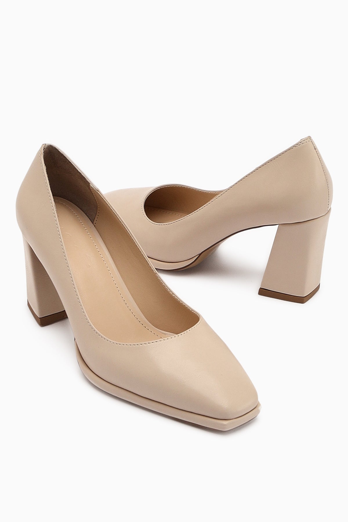 Doriana Women's Beige Square Toe High Heels