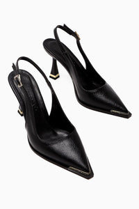 Vita Schwarze Stein Detail Geschlossene Zehe Damen Absatzschuhe