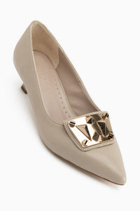 Juliet Beige Schnalle Kurz Absatz Damen Schuhe