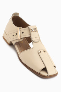 Veronica Echtes Leder Beige Gürtelsandale Damen