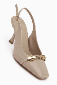 Hanaa Beige Schnalle Spitz Damen Absatzschuhe