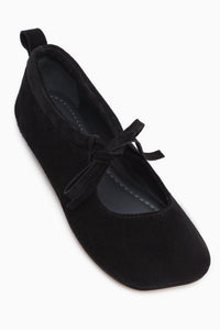 Ninva Echtes Leder Schwarz Schleife Schnürung Damen Ballerinas