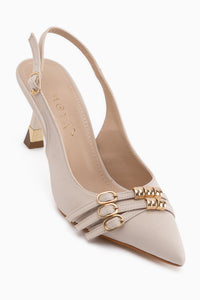 Rosy Beige Schnalle Damen Absatzschuhe