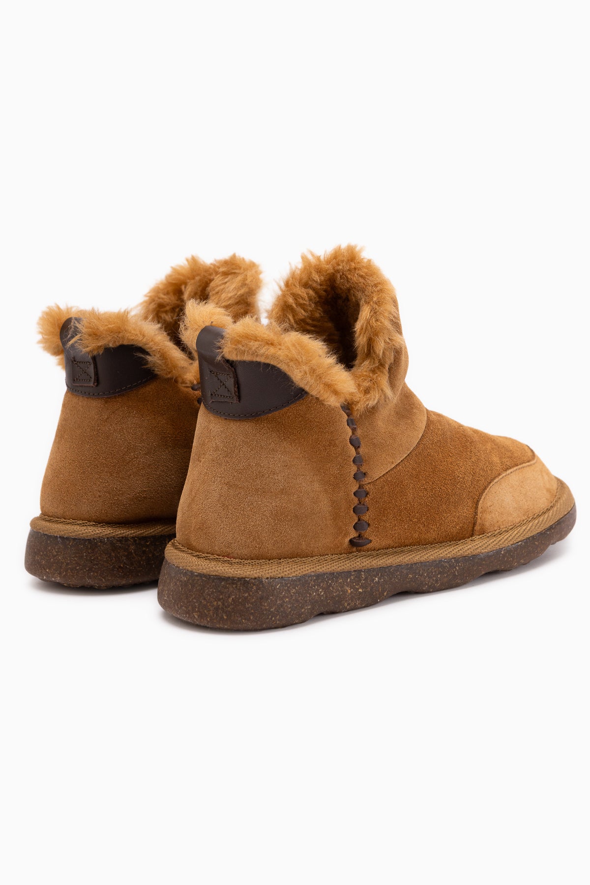 Lorrie Echtes Leder Tan Wildleder Pelz Damen Kurzstiefel
