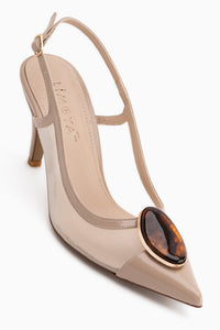 Norea Beige Buckled Women’s Heeled Shoes
