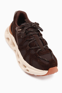 Echtes Leder Raisa Braun Wildleder Netz Detail Damen Sneaker