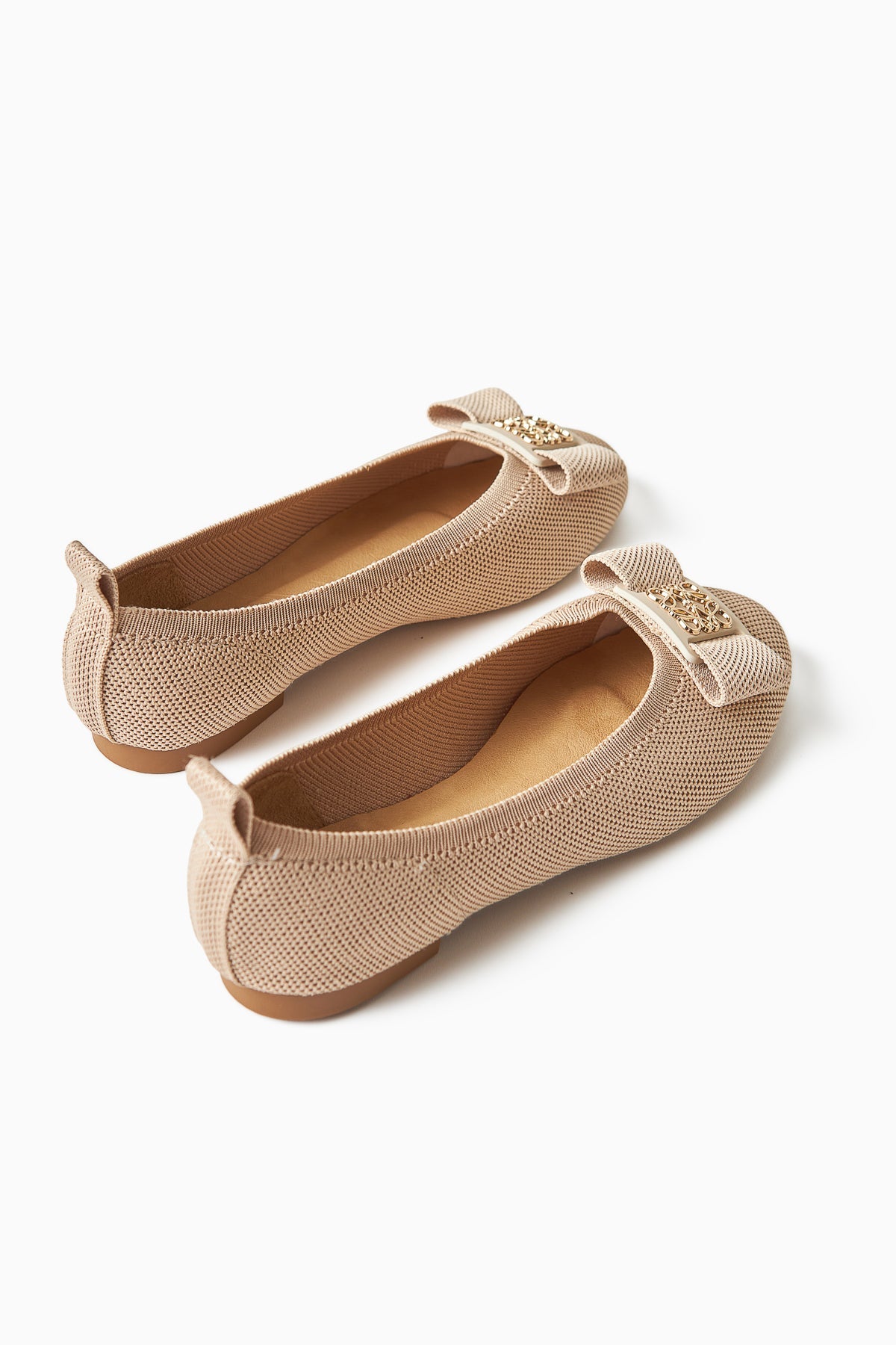 Bloop Beige Schleifen-Ballerina für Damen - Bequemer Alltagsschuh