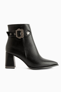 Olena Black Buckle Detailed Women’s Boots