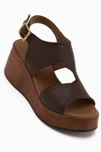 Olea Echtes Leder Braun Keil Damen Sandale