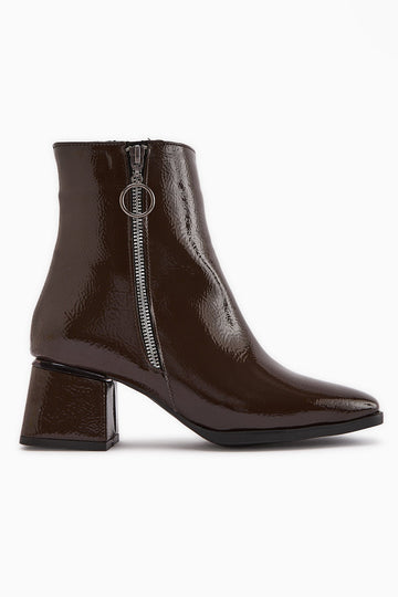 Deyana Coffee Zipper Accessorized Boot
