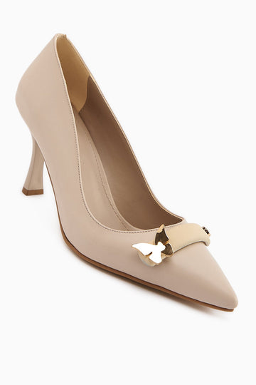 Misa Beige Buckled Women's Stiletto