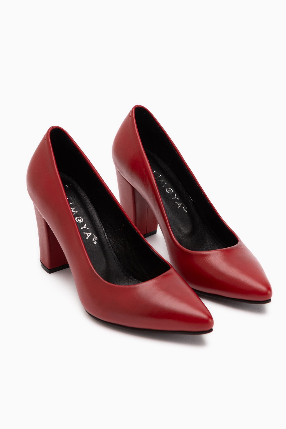 Emily Genuine Leather Red Thick Heeled Women’s Shoes
