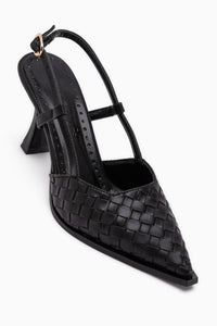 Neila Schwarz Gewebtes Muster Damen Absatzschuhe