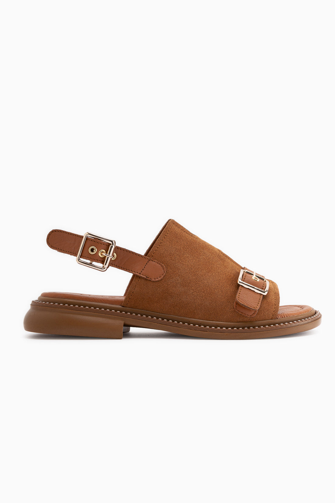 Cilia Echtes Leder Tan Wildleder Schnallen Detail Damen Sandale