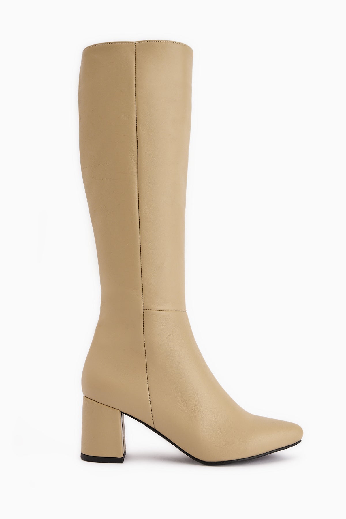 Velma Genuine Leather Beige Heeled Women's Boot