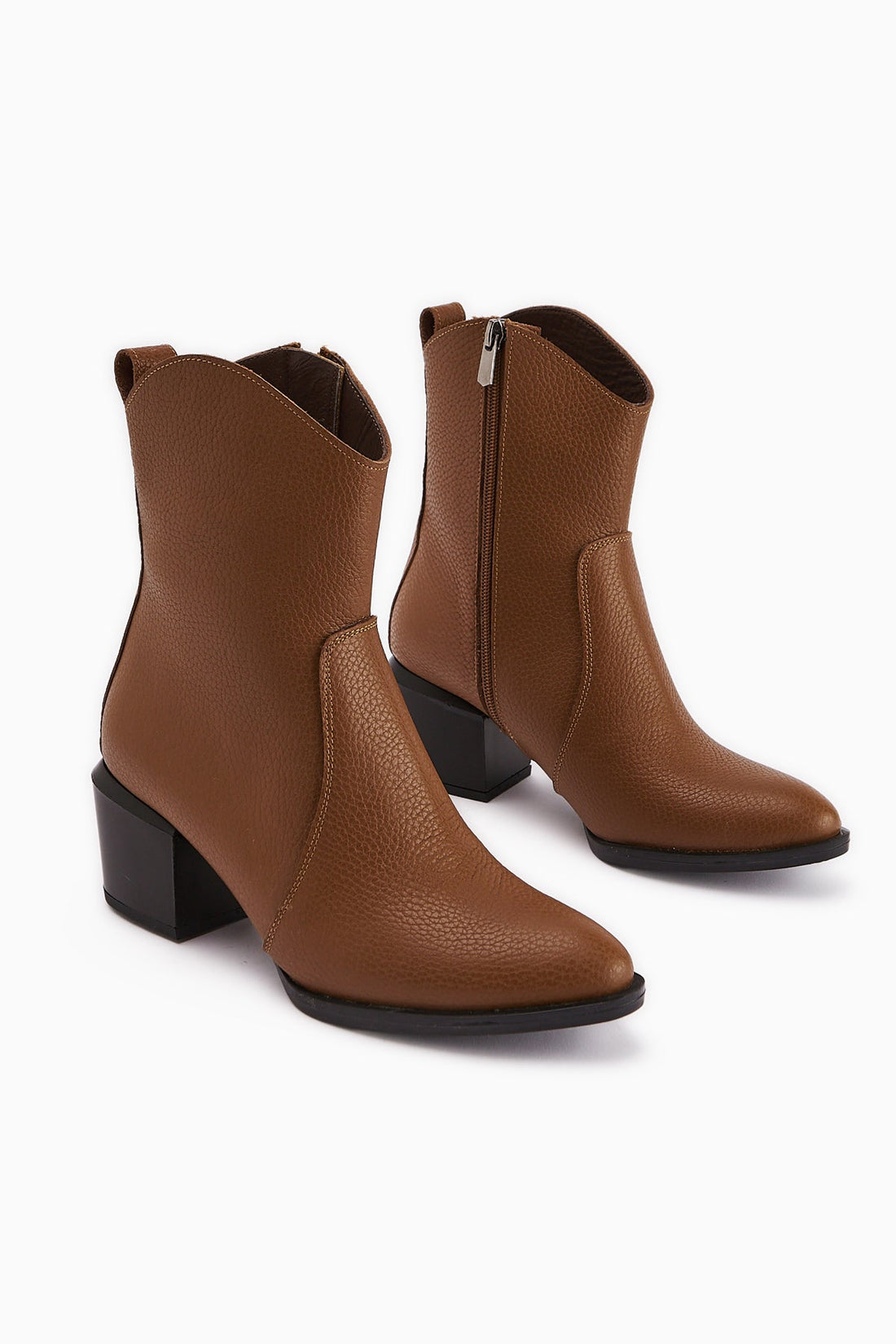 Ubax Genuine Leather Taba Heeled Women's Ankle Boot