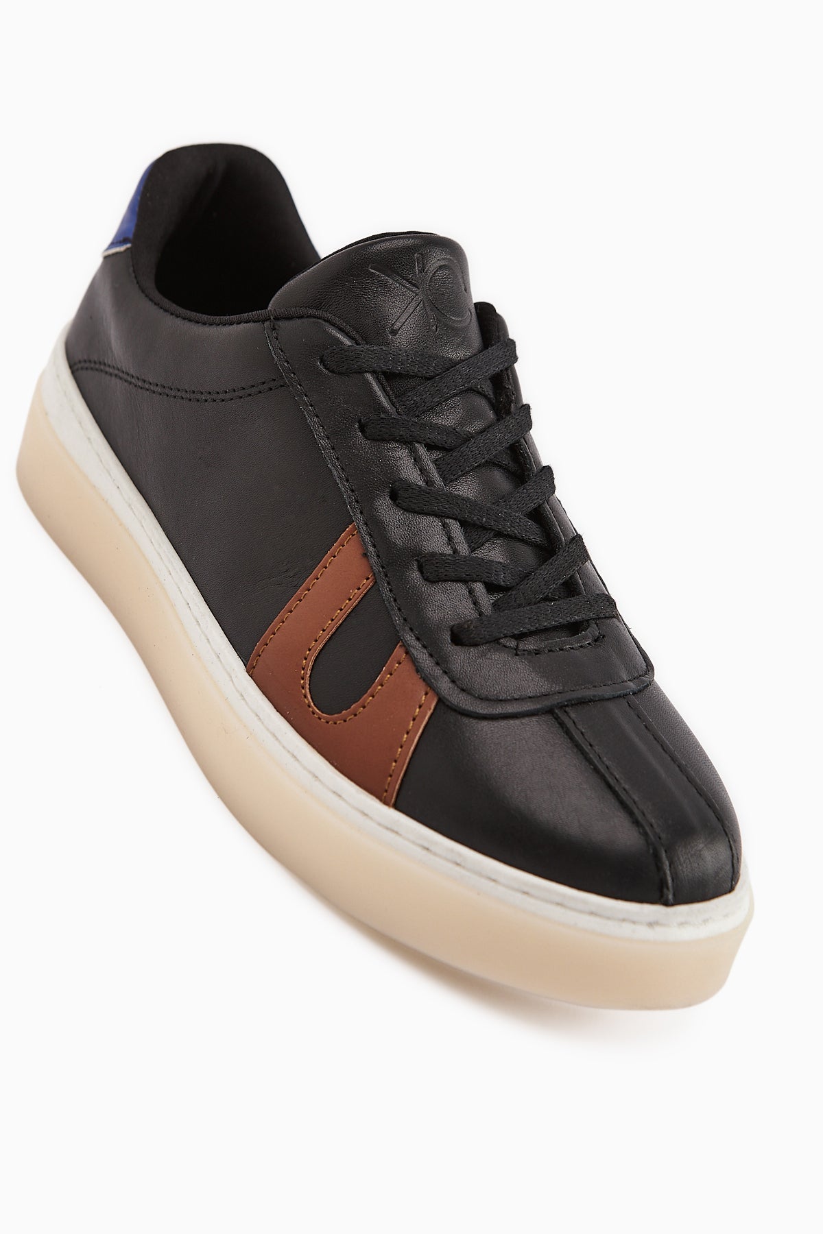 Eddie Genuine Black Powder Leather Women's Sneakers