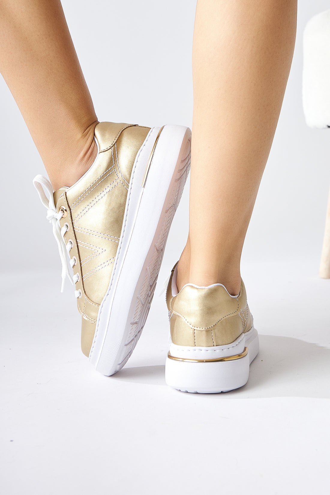 Anastazia Gold Heel Detail Sneakers