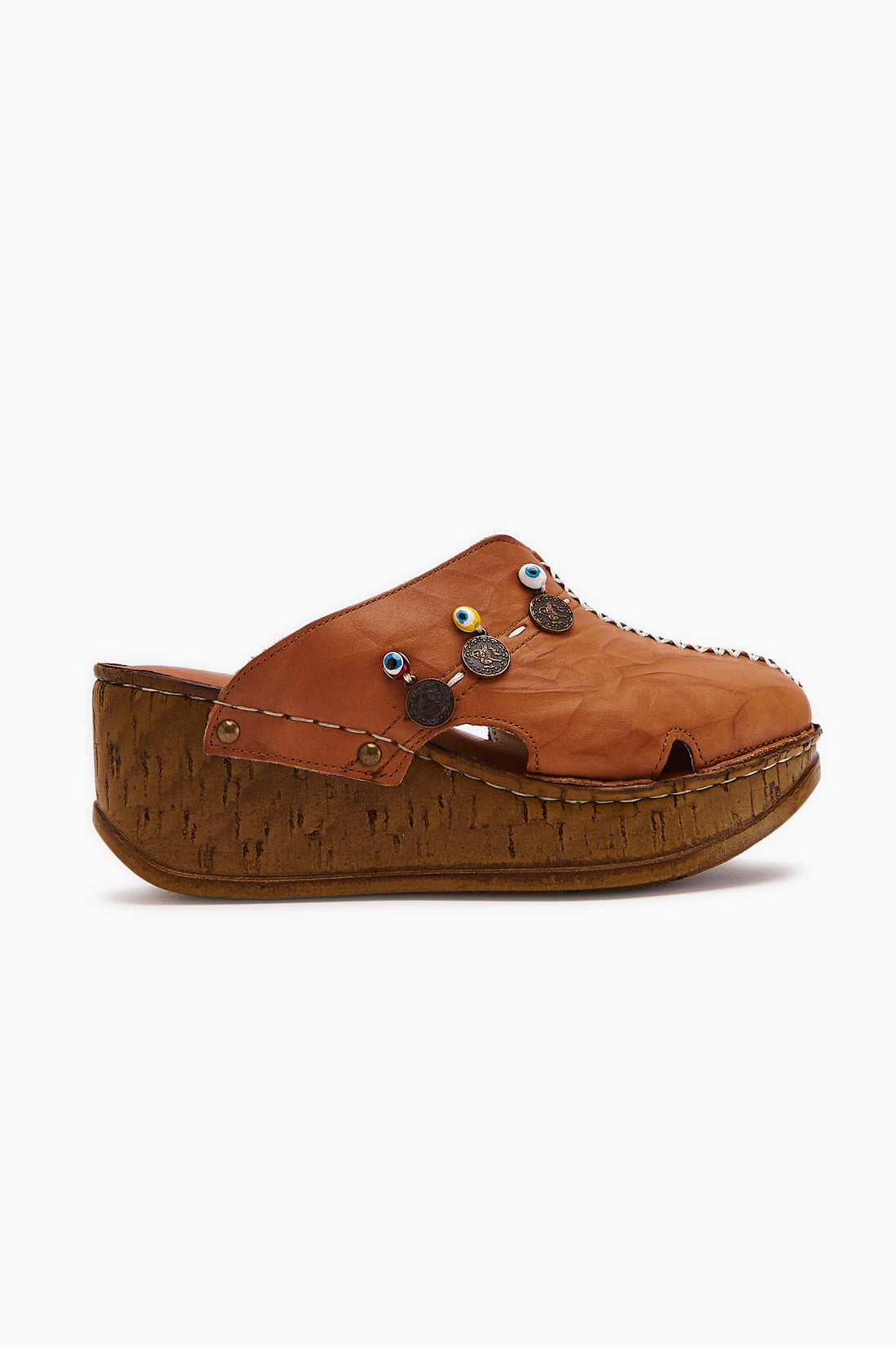 Echtes Leder Annika Tan Antik Detail Damen Pantoletten