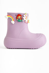 Chris Lilac Pin Detail Waterproof Kids Boots