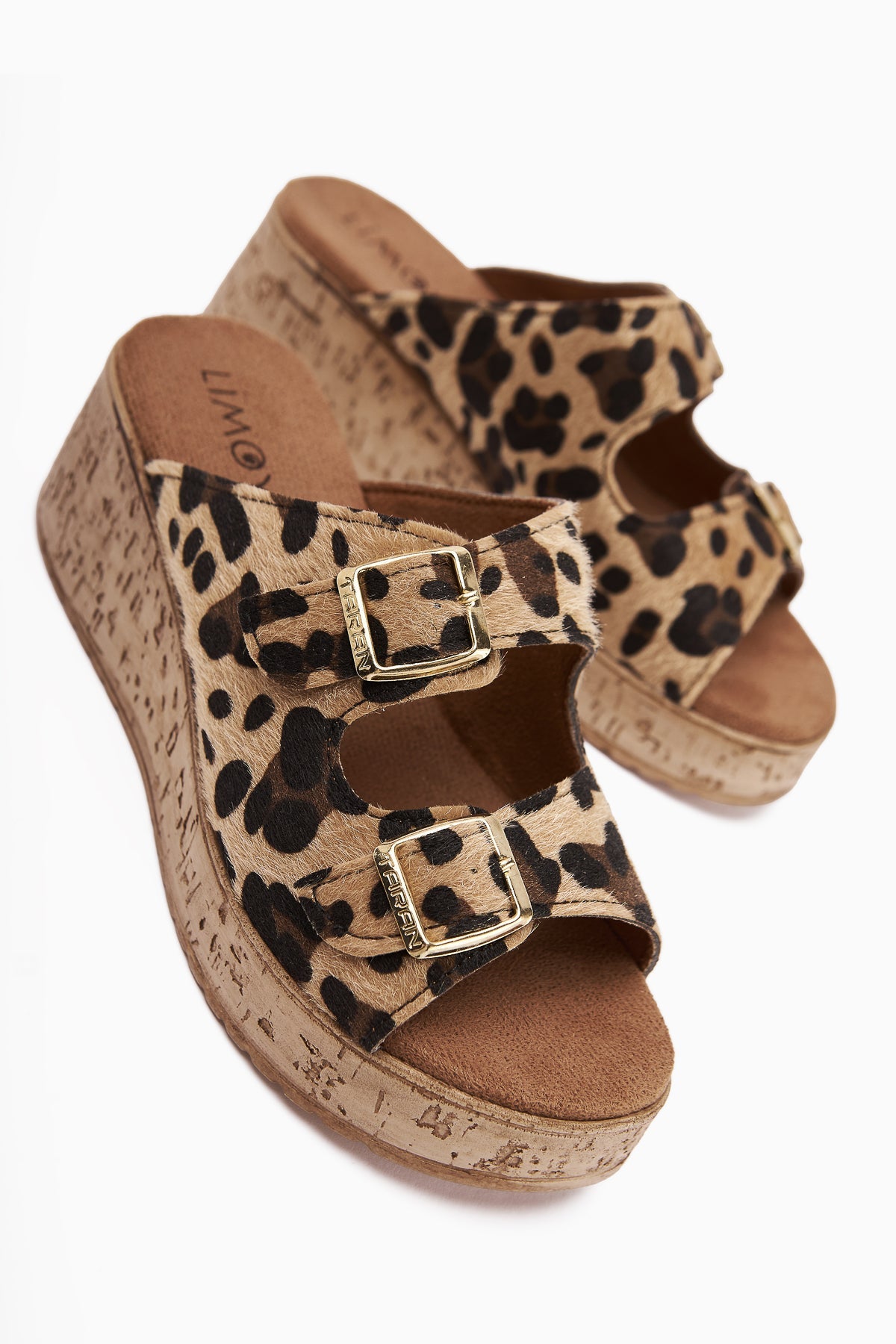 Samina Leopardenmuster Doppelriemen Chunky Heel Damen Hausschuhe