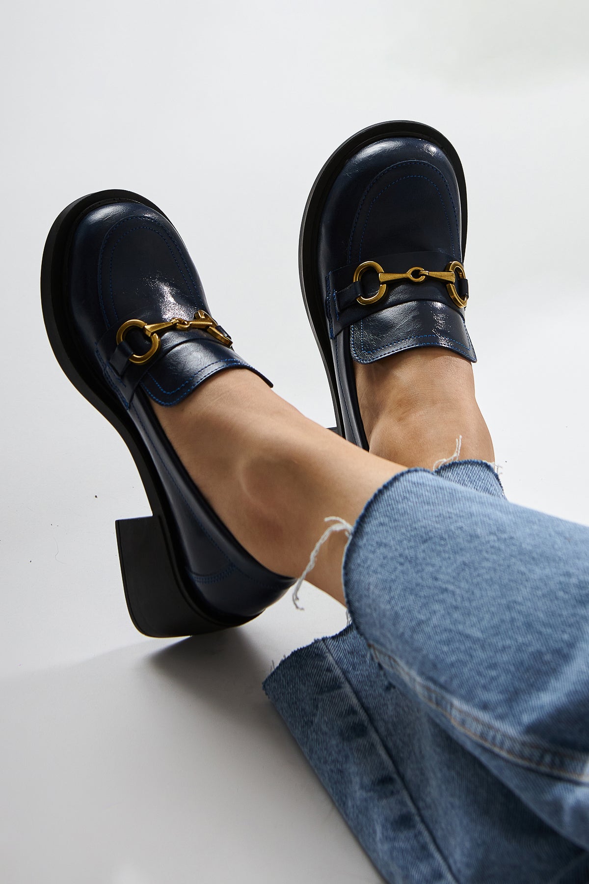 Berita Damen Chunky Heel Schuh in Marineblau