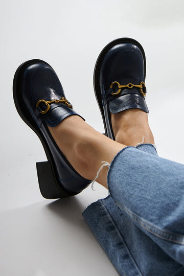 Berita Damen Chunky Heel Schuh in Marineblau