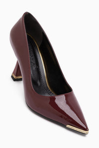 Sydney Bordeaux Lackstein Detail Damen Absatzschuhe