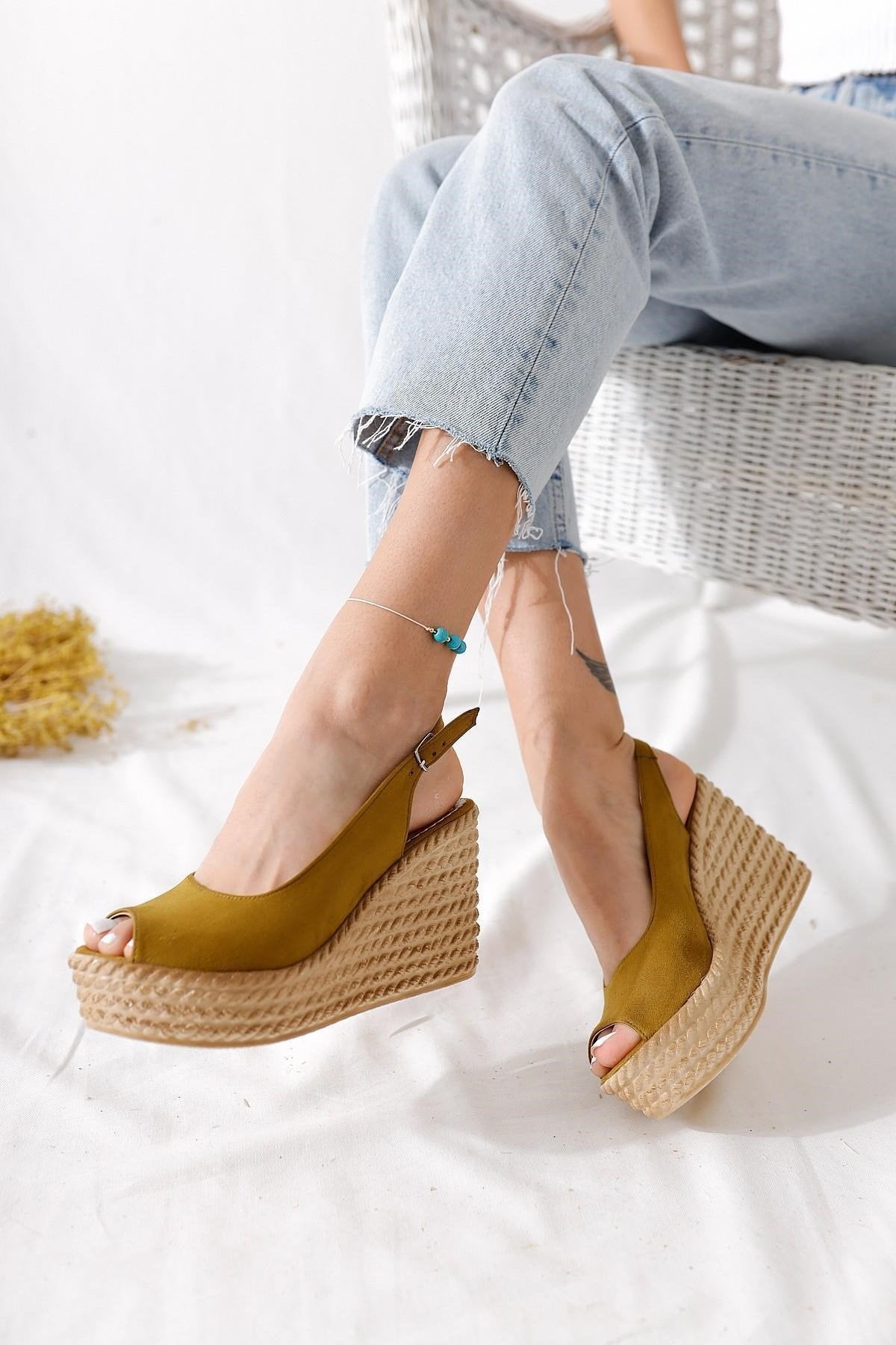 Marilyn Beige Suede Wedge Sandals