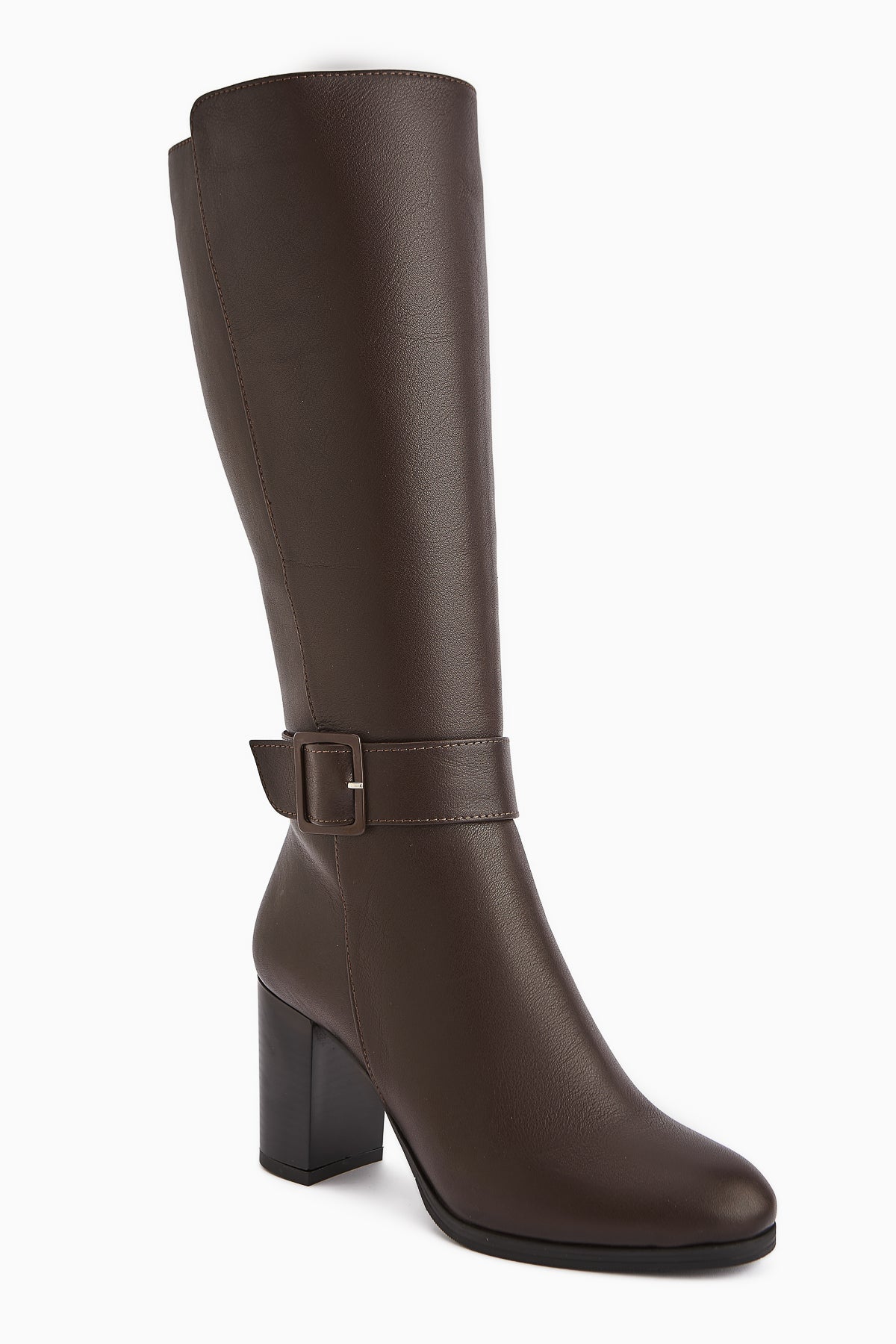 Jeen Genuine Leather Coffee High-Heel Women's Boot