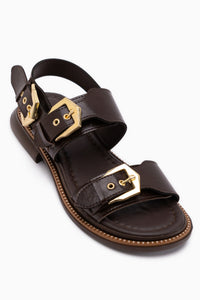 Liena Braun Doppel-Schnalle Damen Sandale