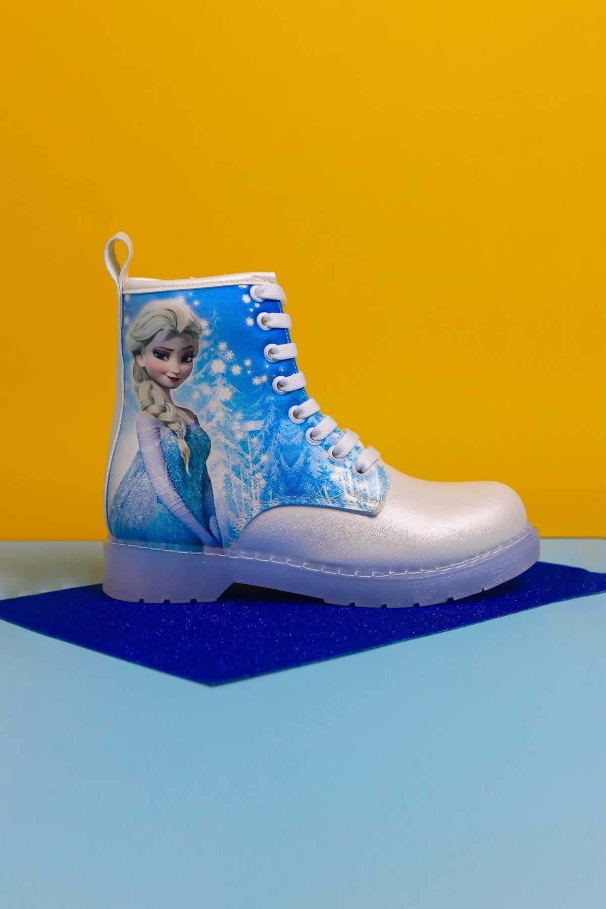 Fida Perlmutt Cartoon Charakter Druck Leuchtende Schnür-Kinderstiefel