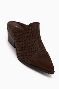 Lamai Genuine Leather Brown Closed Toe Heeled Women’s Slippers