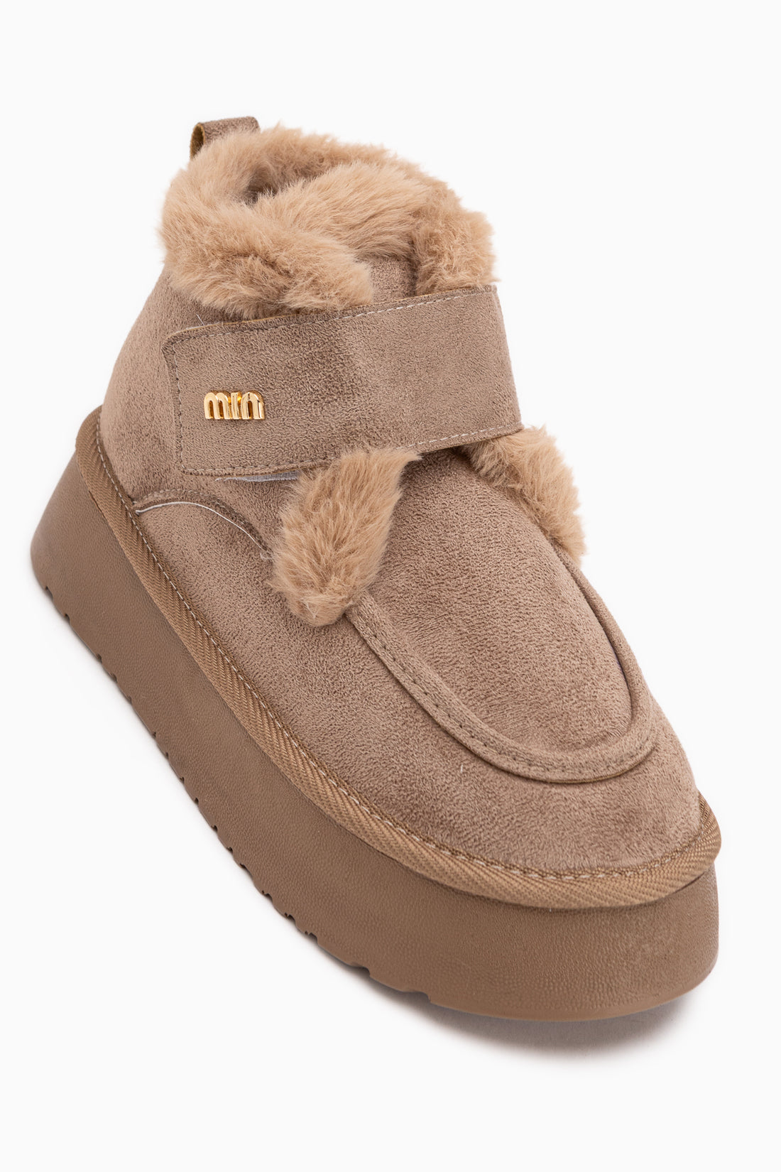 Celia Beige Wildleder Pelz Dicke Sohle Damen Stiefel