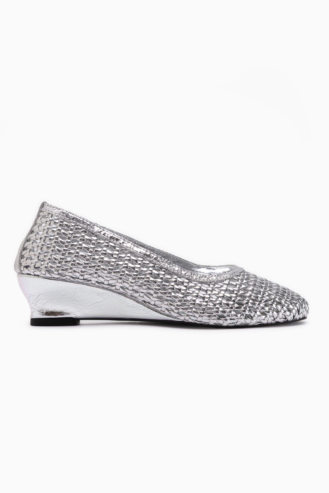 Viola Echtes Leder Silber Geflochten Damen Absatzschuhe