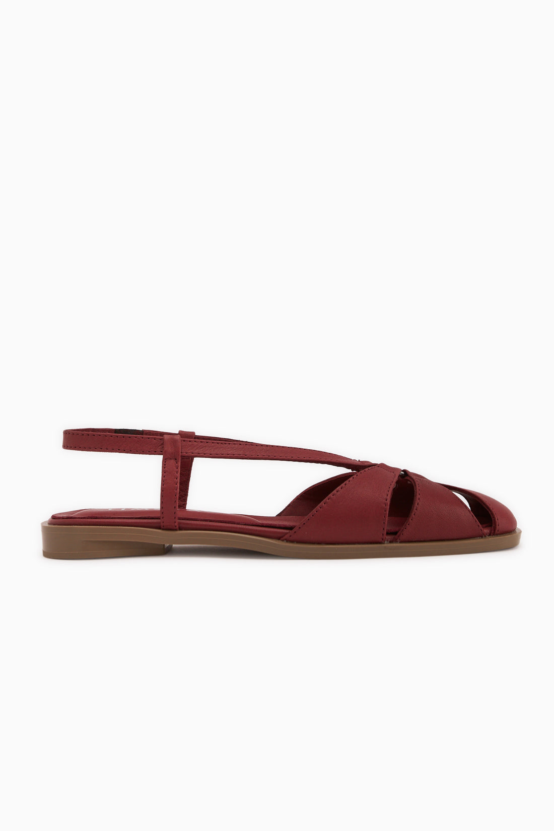 Cally Echtes Leder Burgunder Elastisch Damen Sandale