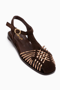 Kelly Genuine Leather Brown Cage Detailed Women’s Sandal